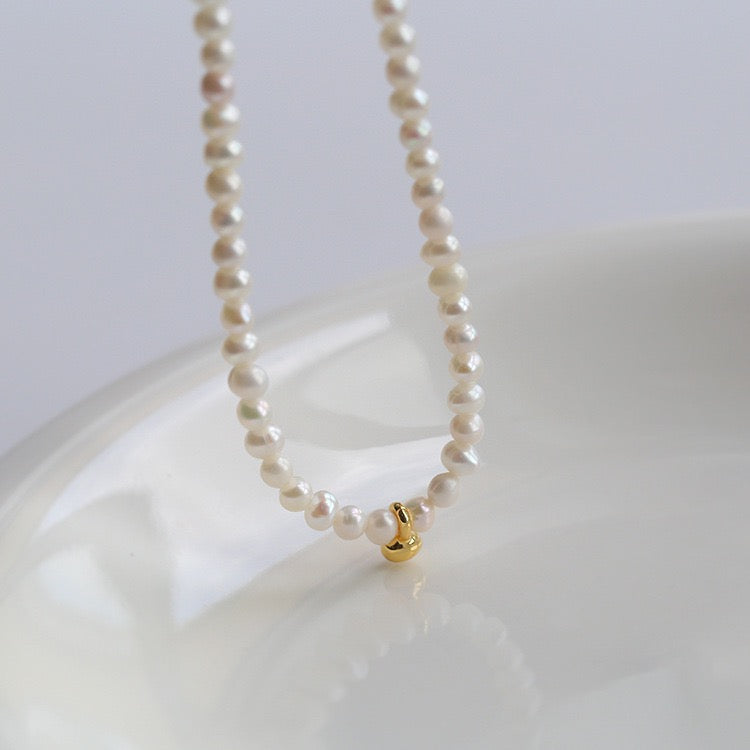 Gold Beaded Pearl Necklace - Zafari Studio Jewelry