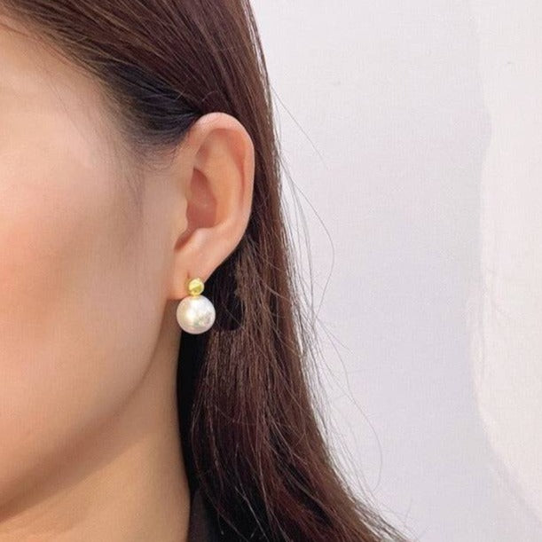 Gold Bean Baroque Pearl Earrings - Zafari Studio Jewelry