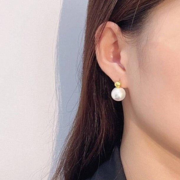 Gold Bean Baroque Pearl Earrings - Zafari Studio Jewelry