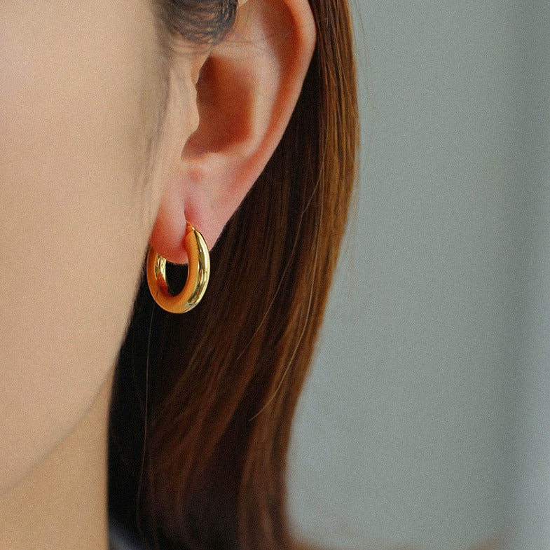 Gold Bean Hoops Pearl Earring Gold Vermeil - Zafari Studio Jewelry