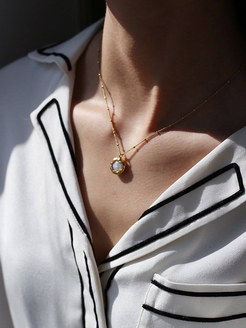 BETTINA Pearl Gold Necklace Gold Vermeil - Zafari Studio Jewelry