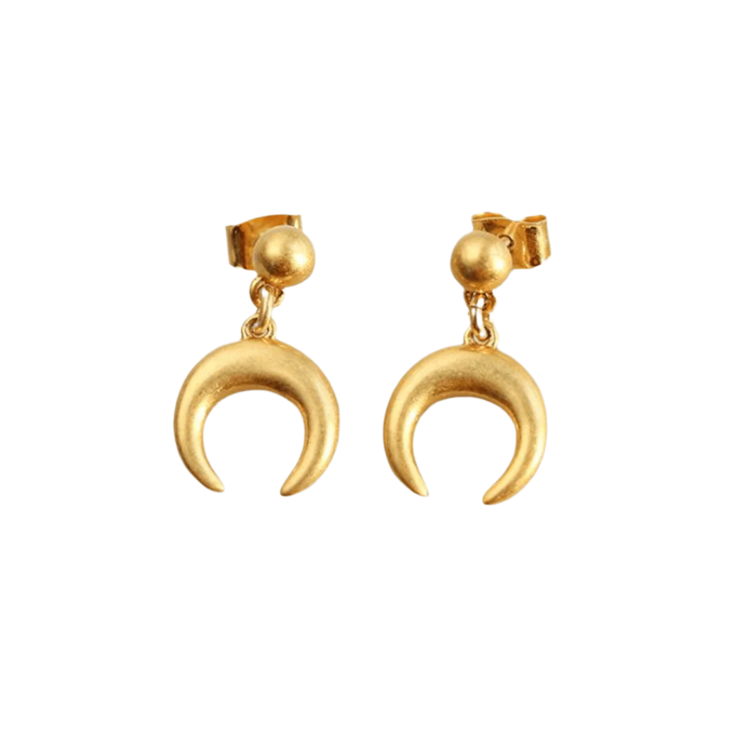 Vintage Brushed Gold Unicorn Earrings - Zafari Studio Jewelry