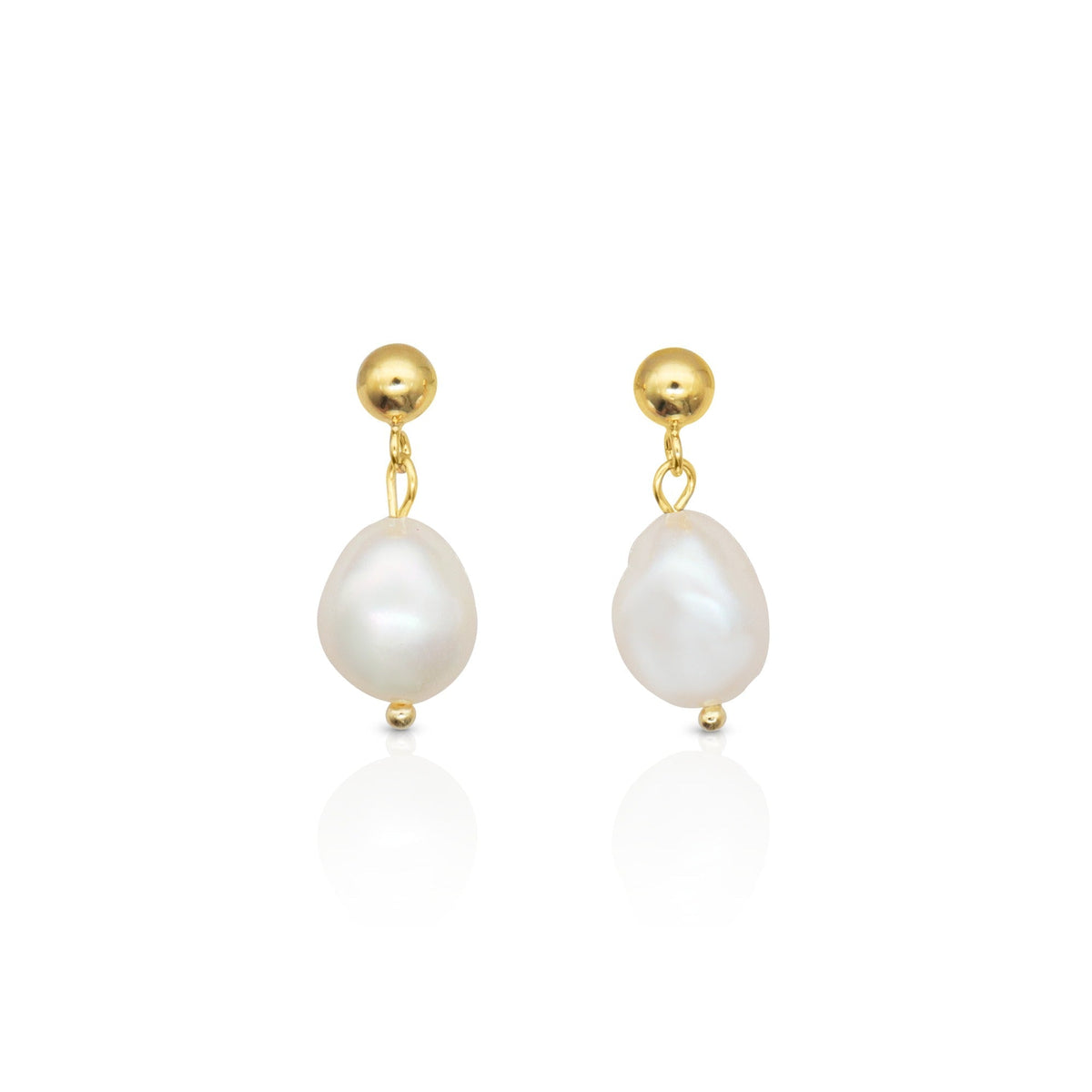 Simple freshwater baroque pearl stud gold vermeil earring - Zafari Studio Jewelry