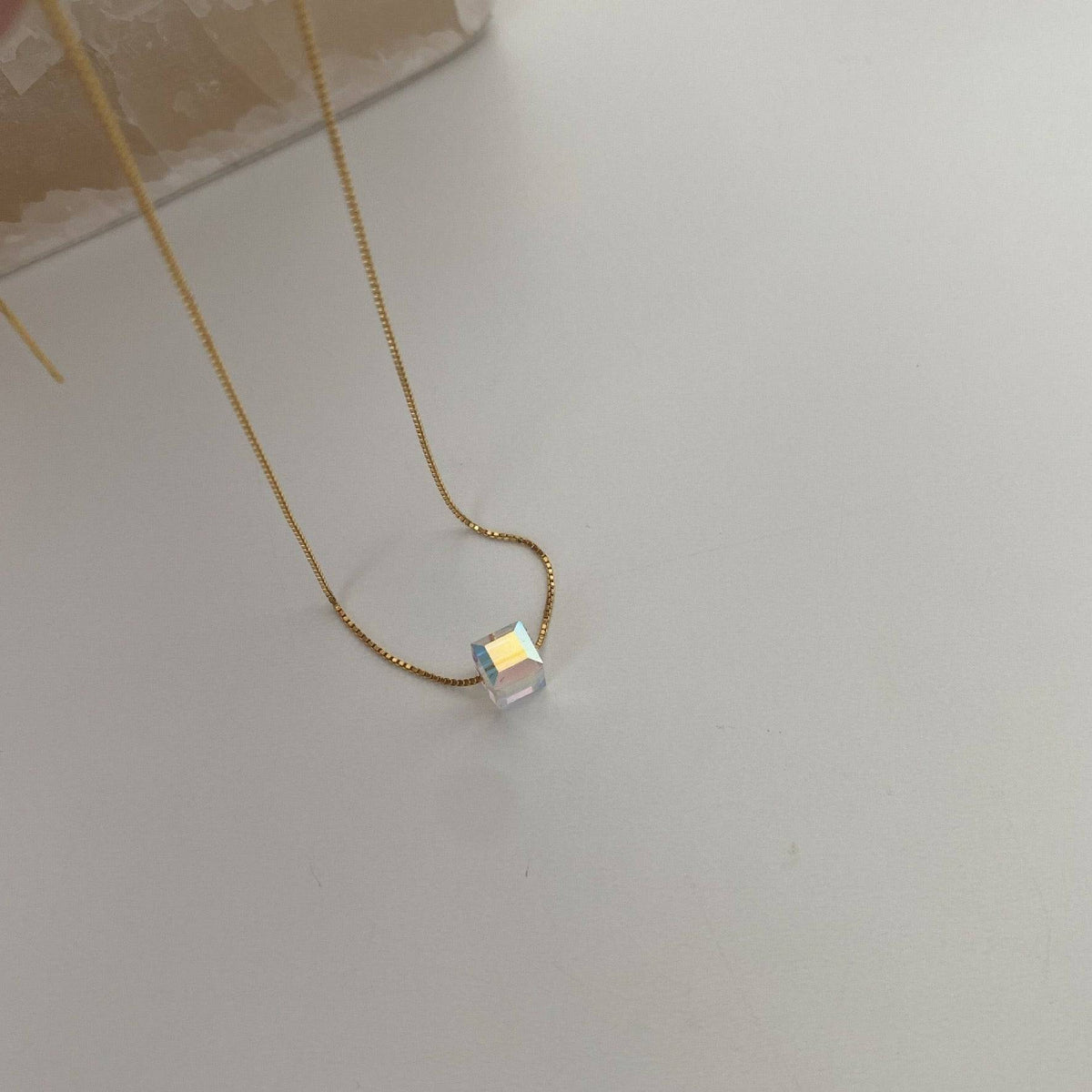 Symphony Swarovski Cube Crystal Necklace Gold Vermeil - Zafari Studio Jewelry