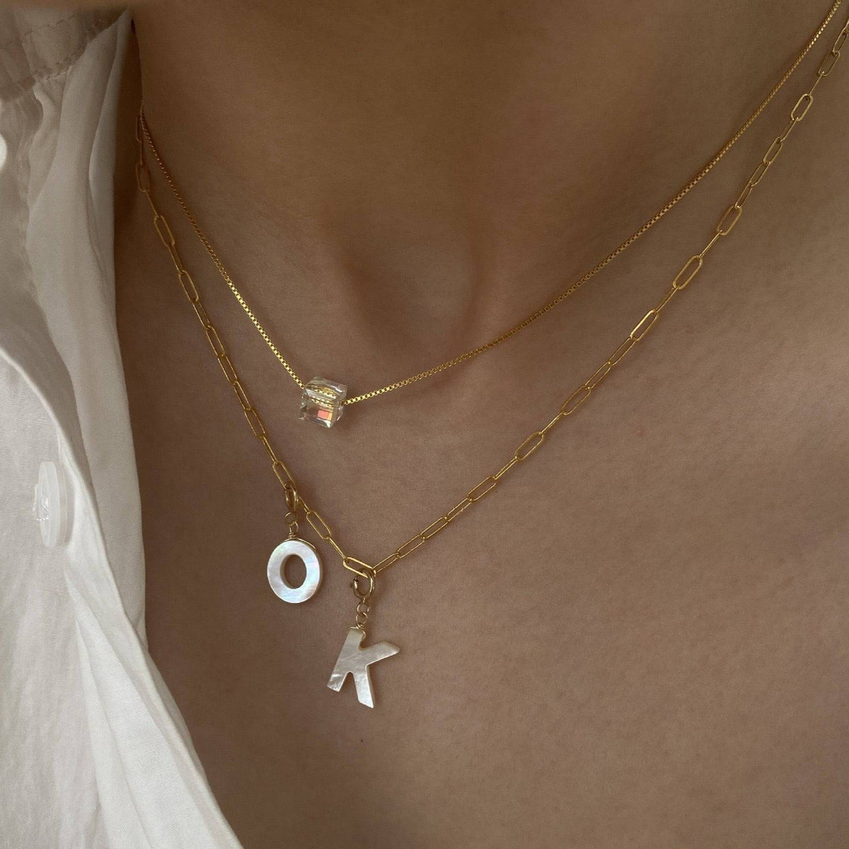 Symphony Swarovski Cube Crystal Necklace Gold Vermeil - Zafari Studio Jewelry