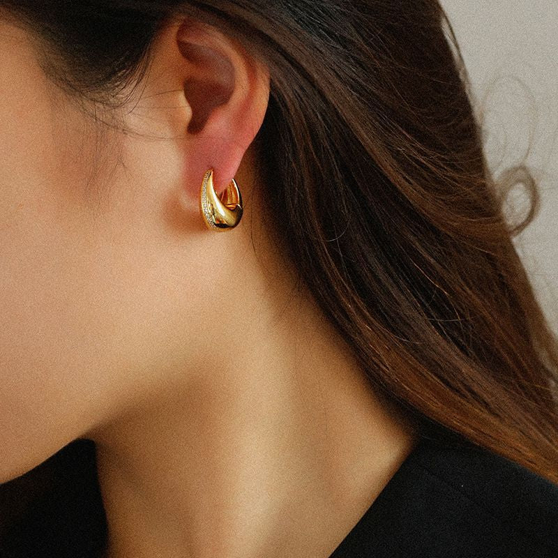 U Shape CZ Earrings - Zafari Studio Jewelry