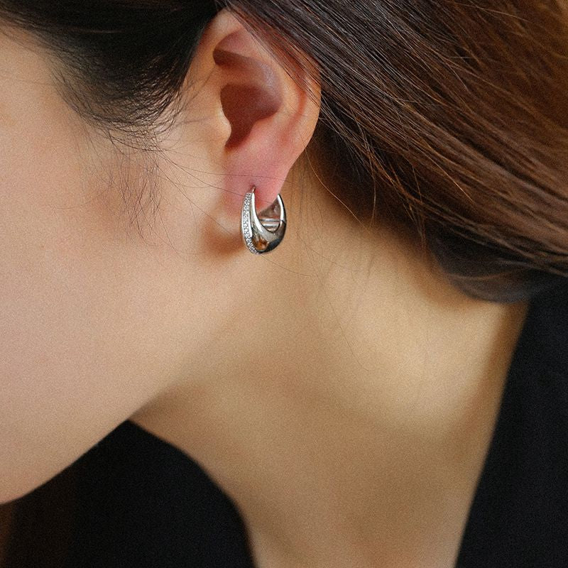 U Shape CZ Earrings - Zafari Studio Jewelry