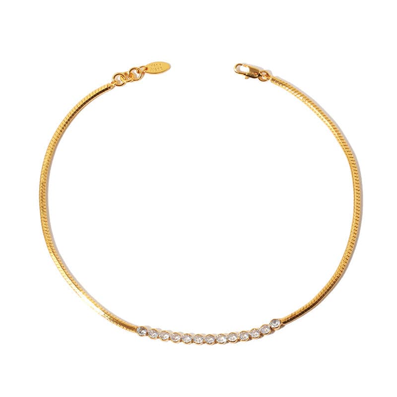 Ultra-Shine Cubic Zirconia Herringbone Choker Necklace - Zafari Studio Jewelry