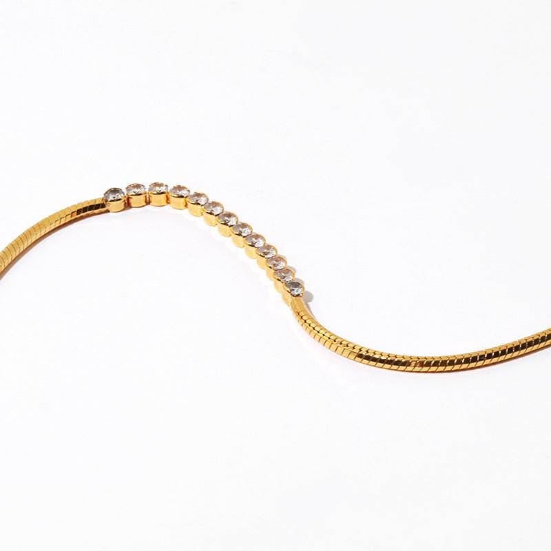 Ultra-Shine Cubic Zirconia Herringbone Choker Necklace - Zafari Studio Jewelry