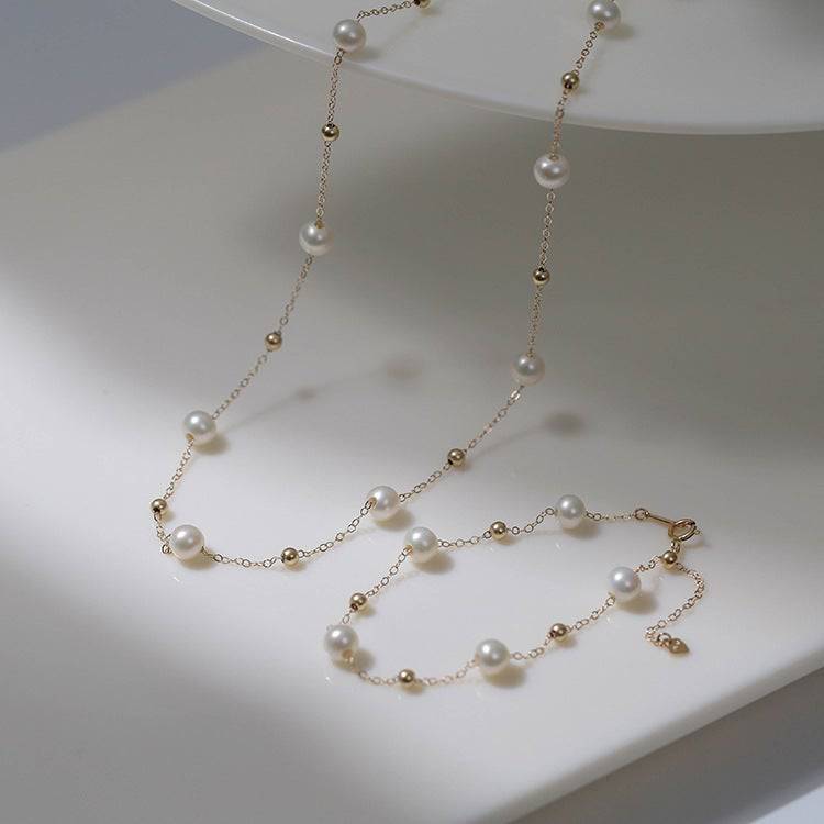 Jessica Pearl Necklace and Bracelet Gold Vermeil (Purchase Individually) - Zafari Studio Jewelry