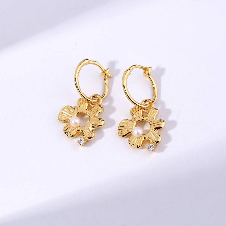 Vintage Daisy Flower Necklace Bracelet Earrings Gold Vermeil (Purchase Individually) - Zafari Studio Jewelry
