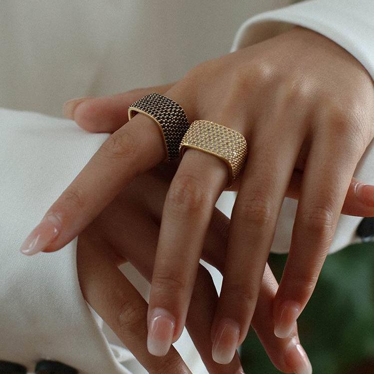 Dazzling Square Zirconia Encrusted Ring - Zafari Studio Jewelry