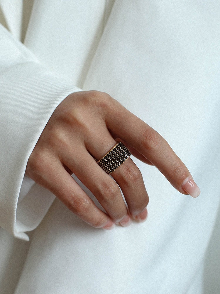 Dazzling Square Zirconia Encrusted Ring - Zafari Studio Jewelry