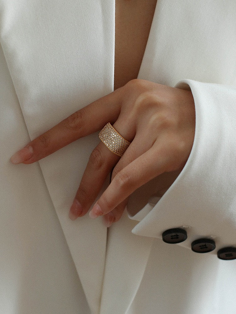 Dazzling Square Zirconia Encrusted Ring - Zafari Studio Jewelry
