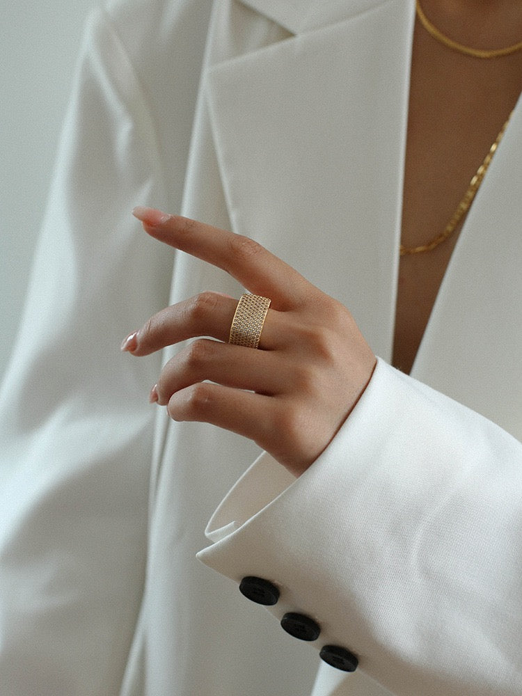 Dazzling Square Zirconia Encrusted Ring - Zafari Studio Jewelry