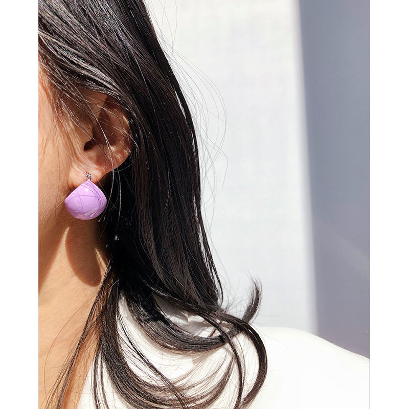 Color Enamel Round Disco Ball Hoop Stud Gold Earrings - Zafari Studio Jewelry