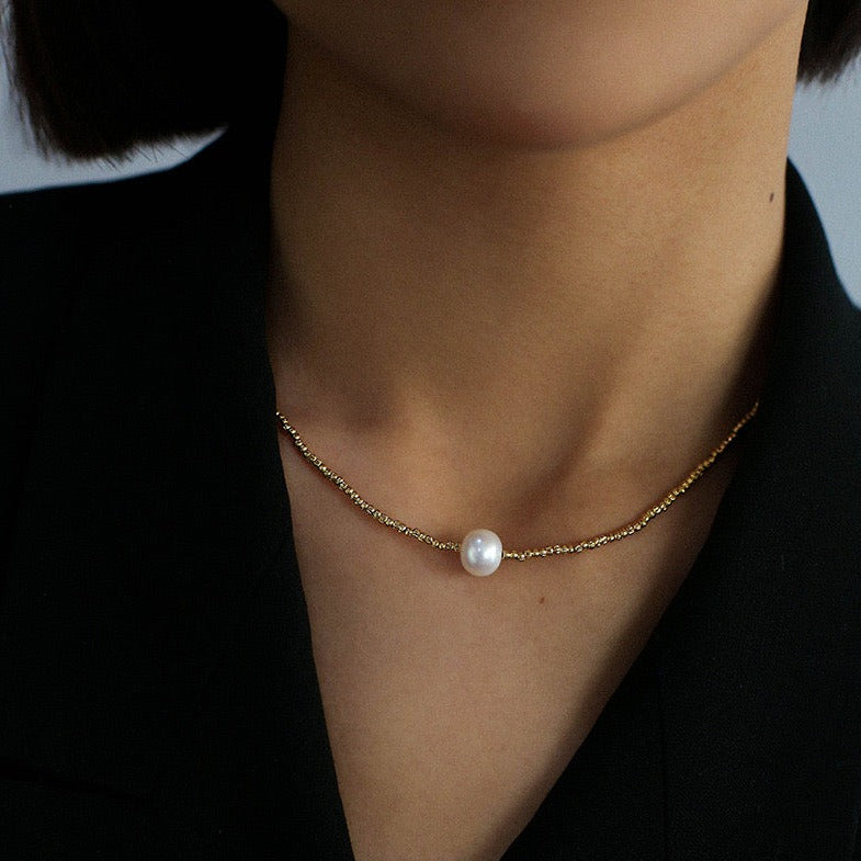 Disco Bead Freshwater Pearl Necklace - Zafari Studio Jewelry