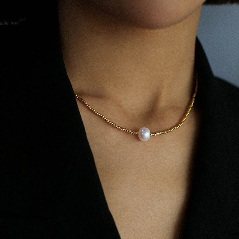 Disco Bead Freshwater Pearl Necklace - Zafari Studio Jewelry