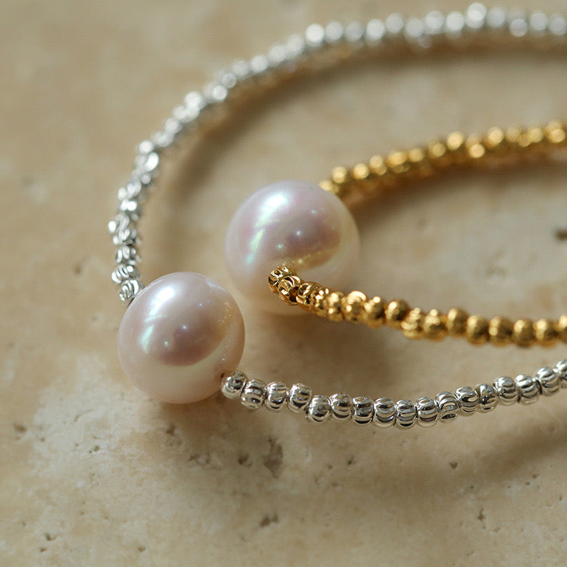 Disco Bead Freshwater Pearl Necklace - Zafari Studio Jewelry