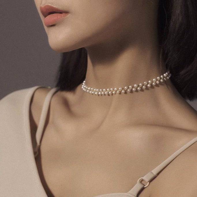 FELICITY Layered Rice Pearls Choker Necklace and Bracelet ( Purchase individually) - Zafari Studio Jewelry
