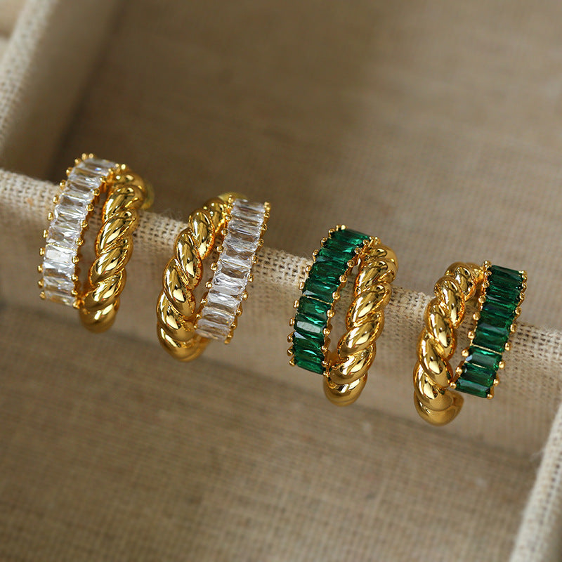Twisted Striped CZ Earrings - Zafari Studio Jewelry