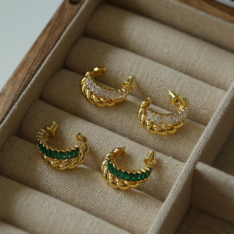 Twisted Striped CZ Earrings - Zafari Studio Jewelry