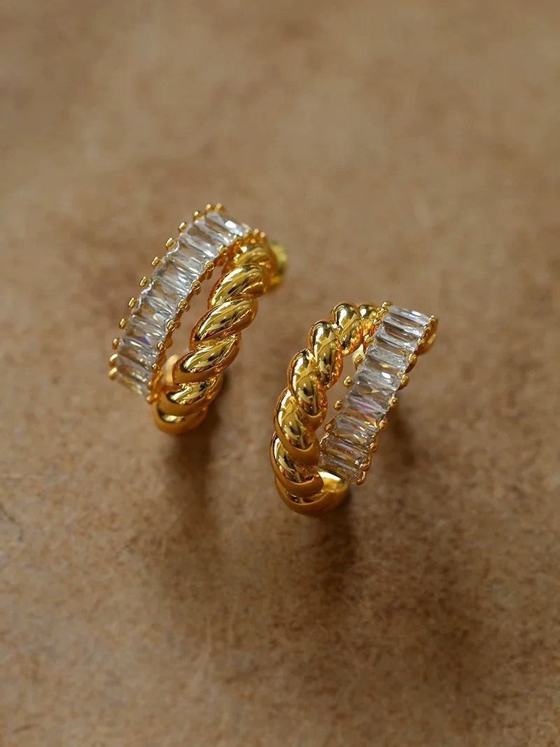 Twisted Striped CZ Earrings - Zafari Studio Jewelry