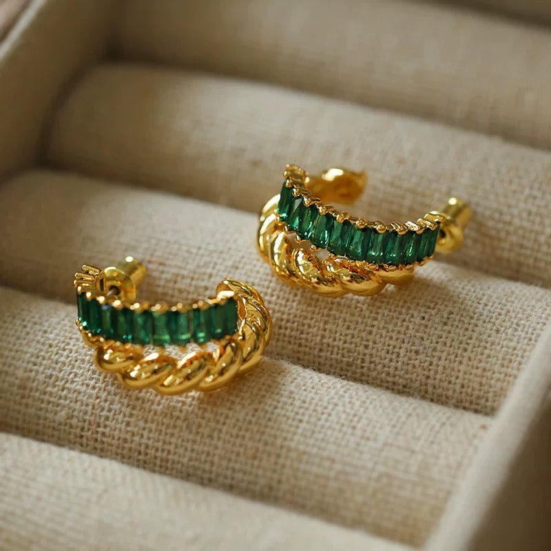 Twisted Striped CZ Earrings - Zafari Studio Jewelry