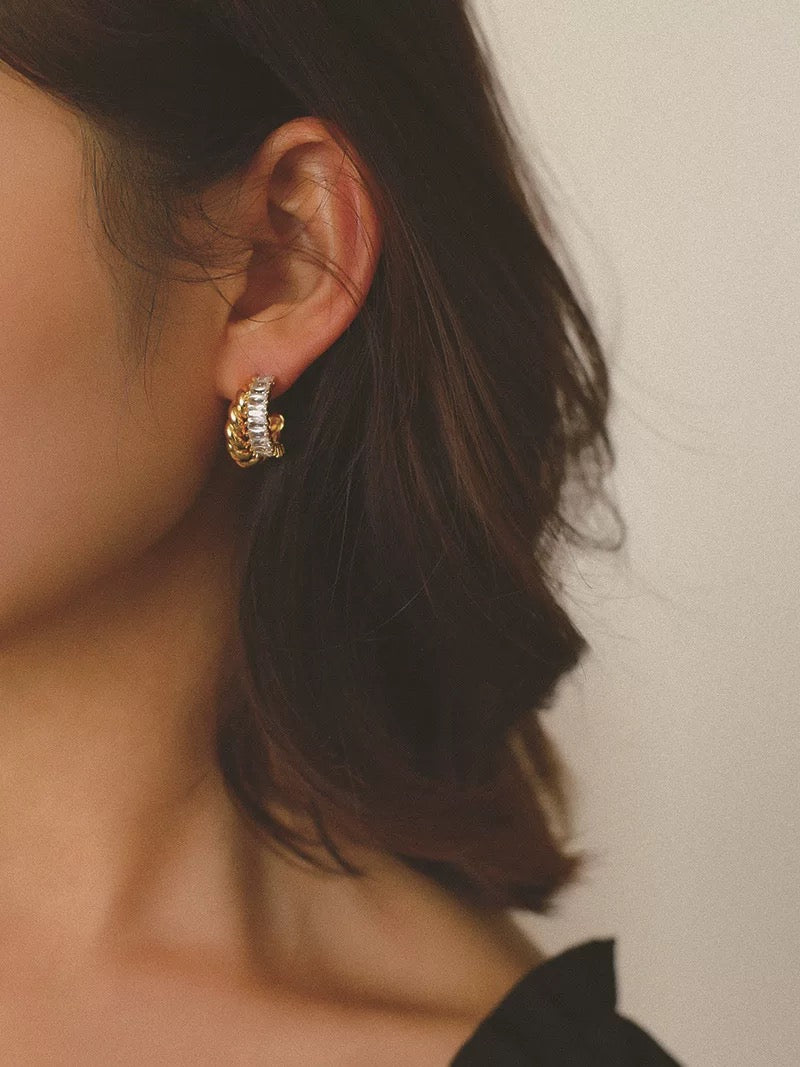 Twisted Striped CZ Earrings - Zafari Studio Jewelry