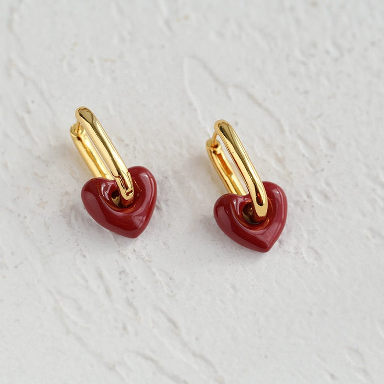 Enamel Glaze Heart Earrings - Zafari Studio Jewelry