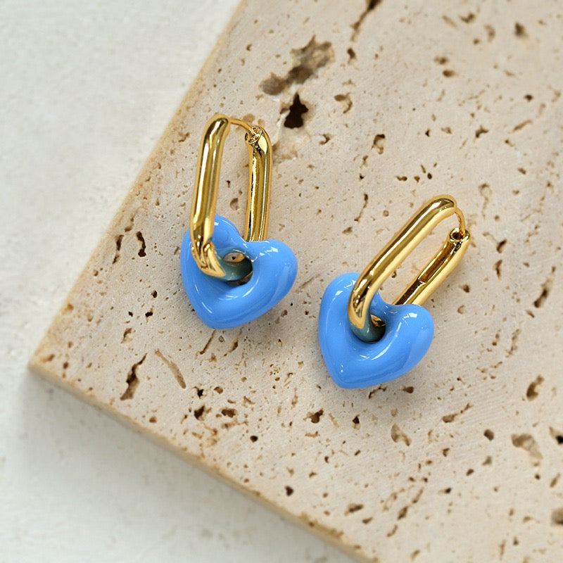 Enamel Glaze Heart Earrings - Zafari Studio Jewelry