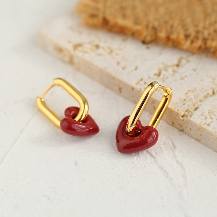 Enamel Glaze Heart Earrings - Zafari Studio Jewelry