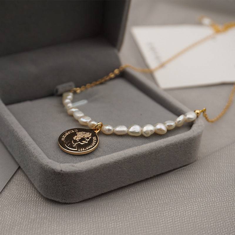 Gold Coin Pearls Pendant Necklace - Zafari Studio Jewelry