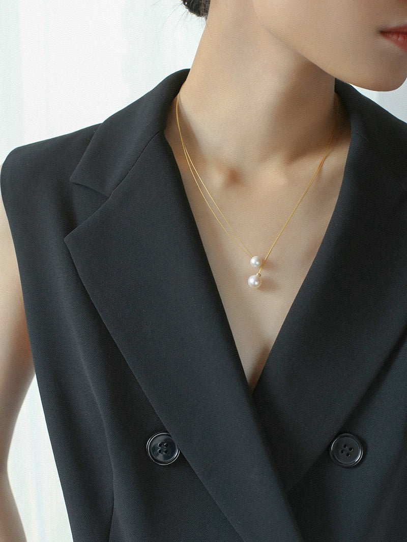 Simple Pearl Japanese Gold Wire Choker Necklace - Zafari Studio Jewelry