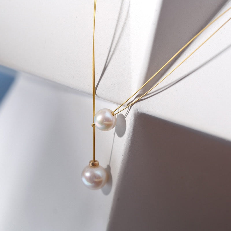 Simple Pearl Japanese Gold Wire Choker Necklace - Zafari Studio Jewelry