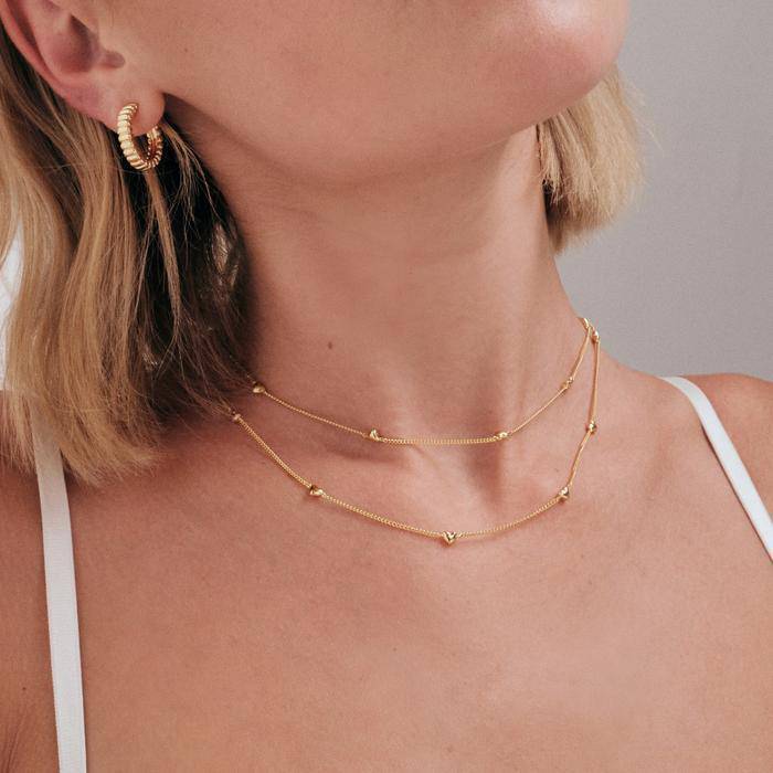 Heart Beaded Chain Gold Vermeil Necklace - Zafari Studio Jewelry