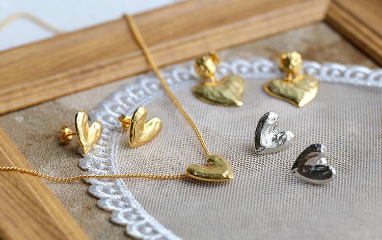 Vintage Heart Shape Necklace and Earrings (Purchase Individually) - Zafari Studio Jewelry