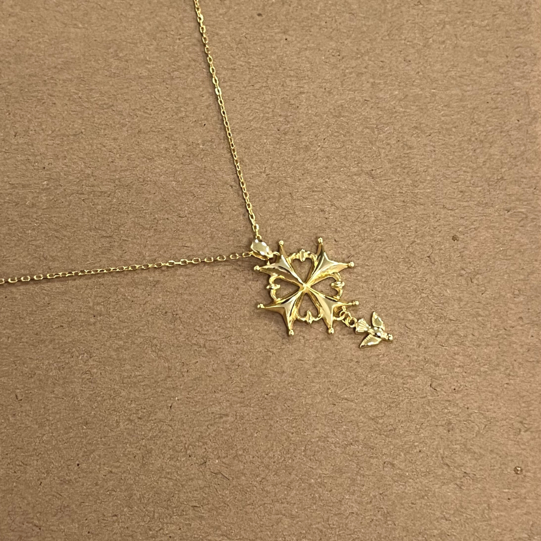 Huguenot Cross Pendant Gold Vermeil - Zafari Studio Jewelry