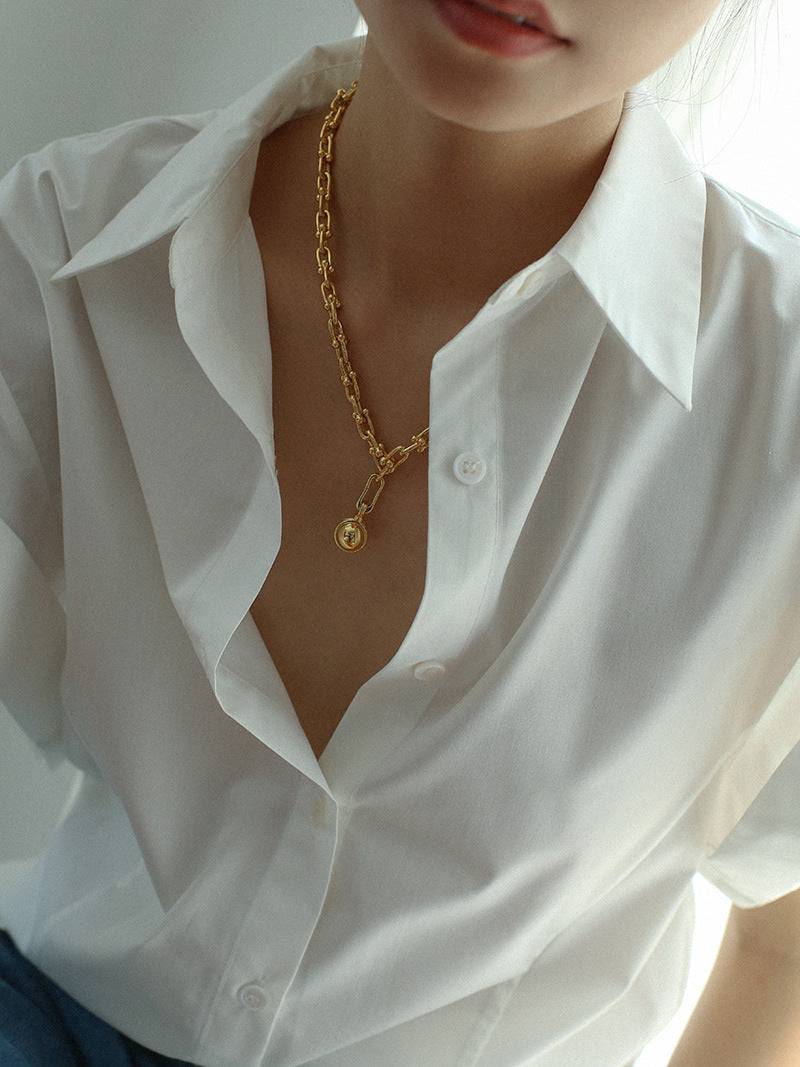 Stitching Chain Detachable Golden Ball Necklace - Zafari Studio Jewelry