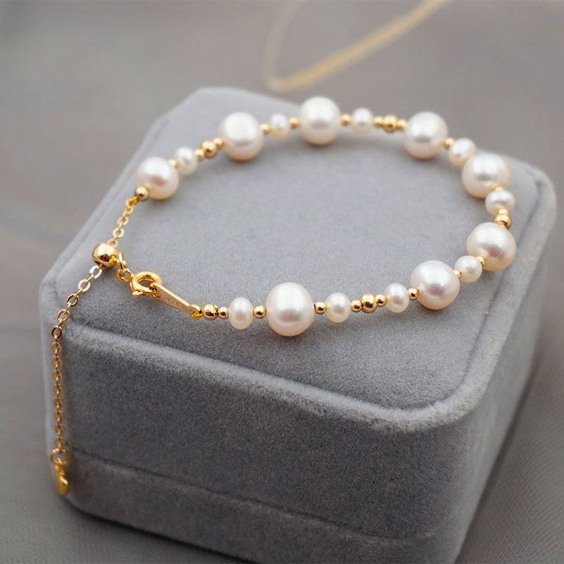JULIET Gold Beaded Pearl Bracelet - Zafari Studio Jewelry