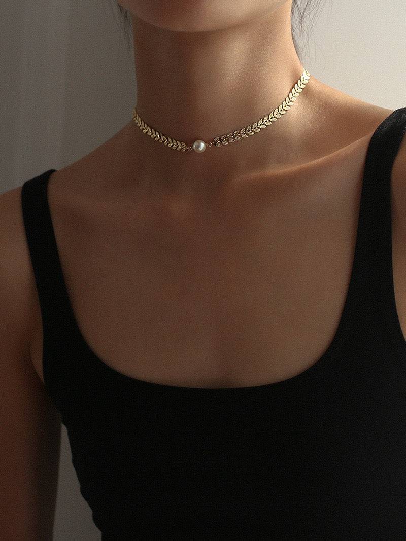 Gold Laurel Leaf Matching Pearl & Earrings Set (Sold Separately) - Zafari Studio Jewelry