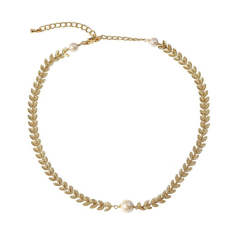 Gold Laurel Leaf Matching Pearl & Earrings Set (Sold Separately) - Zafari Studio Jewelry