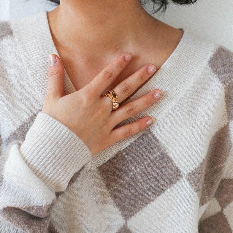Chain Layered Gold Ring - Zafari Studio Jewelry