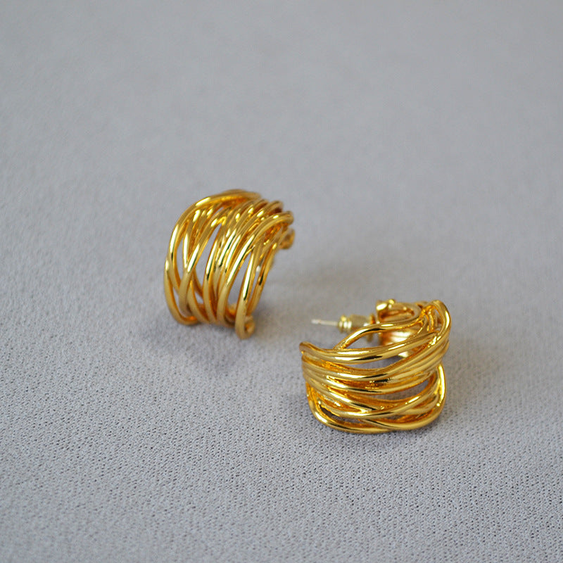 Multilayered Golden Strand Earrings - Zafari Studio Jewelry