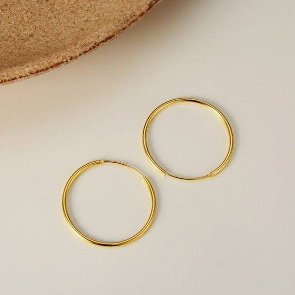 Classic Hoop Earrings Gold Vermeil All Sizes - Zafari Studio Jewelry