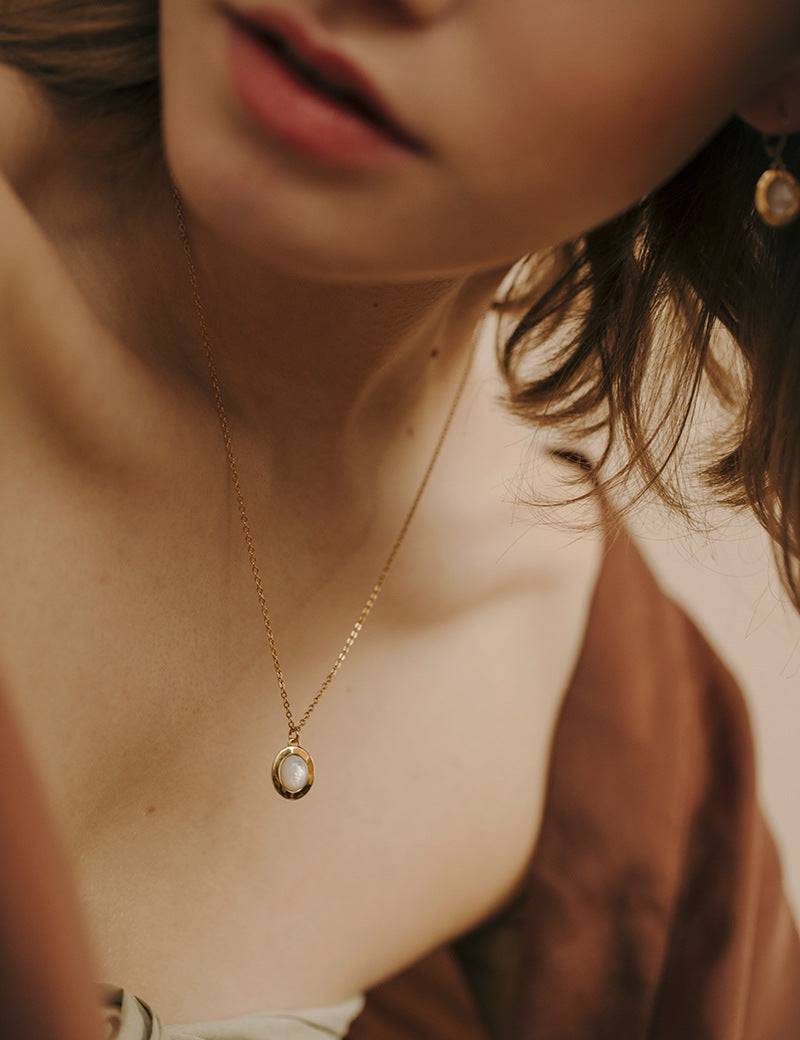 Mother of Pearls Shell Chain Gold Vermeil Necklace Bracelet and Earrings (Purchase Individually) - Zafari Studio Jewelry
