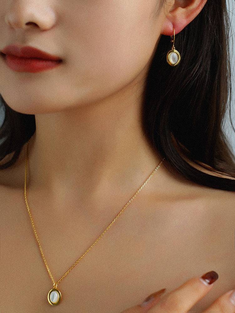 Mother of Pearls Shell Chain Gold Vermeil Necklace Bracelet and Earrings (Purchase Individually) - Zafari Studio Jewelry