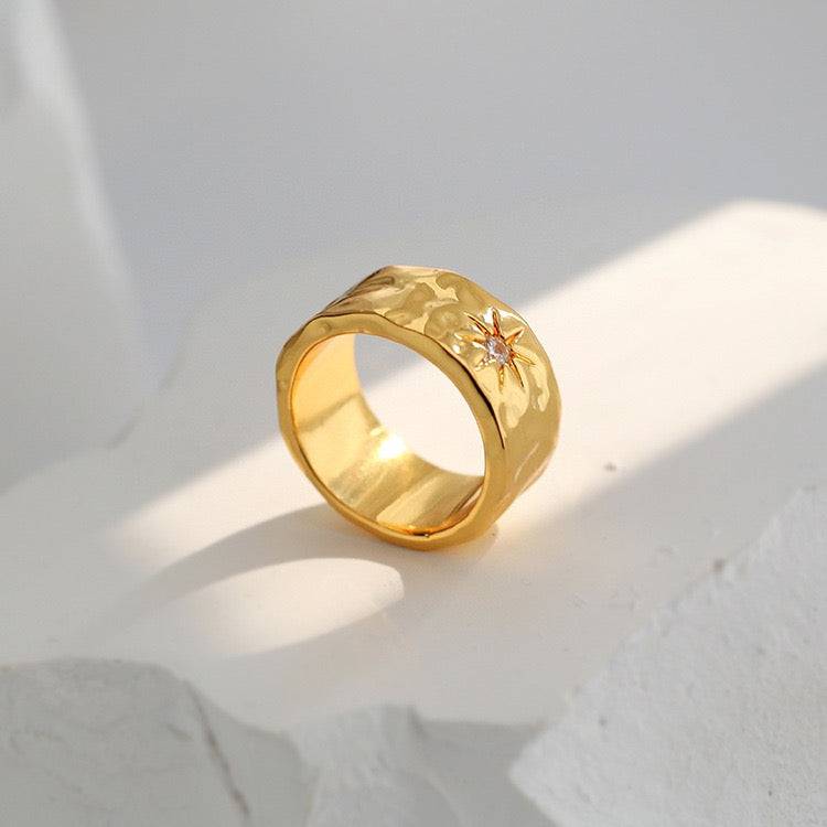 North Star Narrow and Wide CZ Ring - Zafari Studio Jewelry