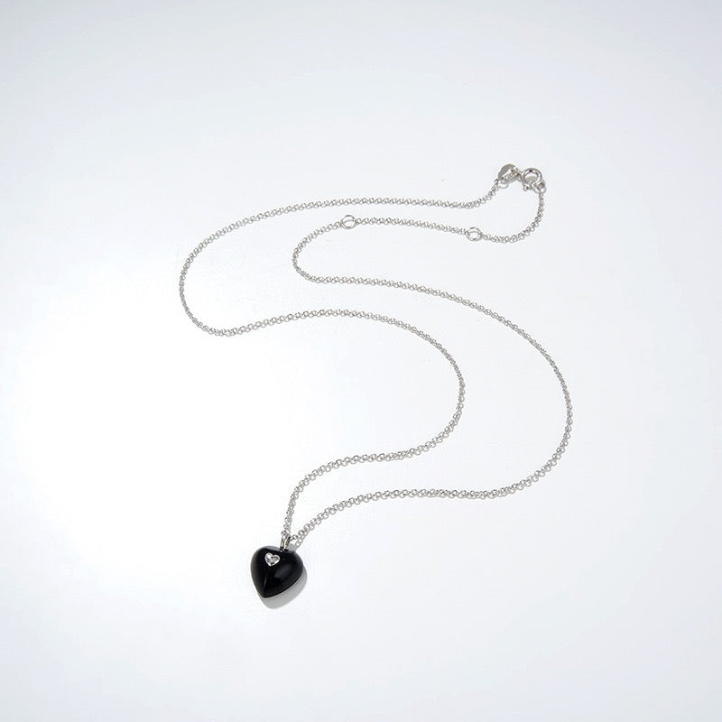 Black Agate Heart Pendant Necklace and Earrings (Purchase Individually) - Zafari Studio Jewelry