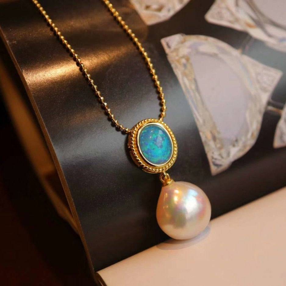 Opal Baroque Pearls Necklace and Earrings Gold Vermeil (Purchase Individually) - Zafari Studio Jewelry